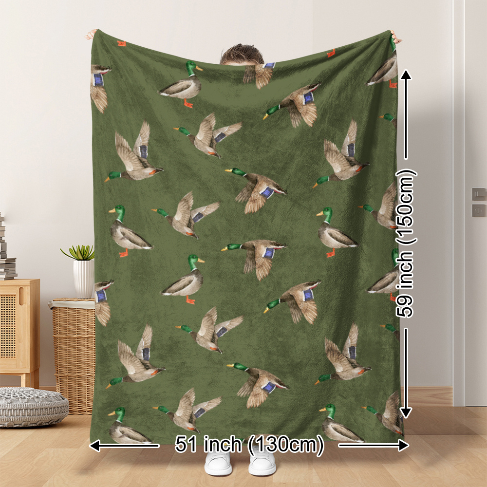Outdoor Hunting Blanket - Флисовое одеяло с принтом утки-крячки для