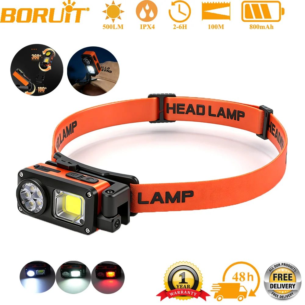 Outdoor Hunting Bike - Налобный фонарь BORUiT 500LM с датчиком,