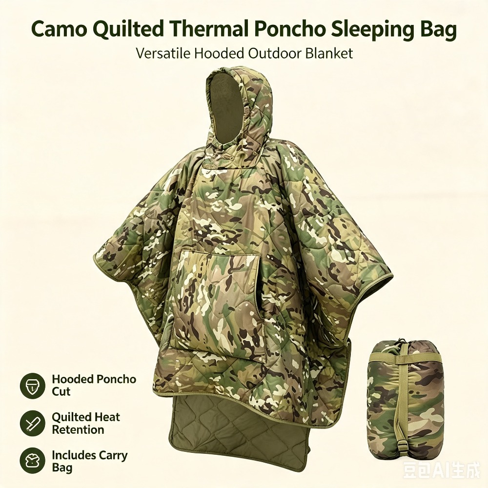 Outdoor Hunting Blanket - Камуфляжное одеяло-пончо водонепроницаемое, теплоизоляционное, зимнее, для