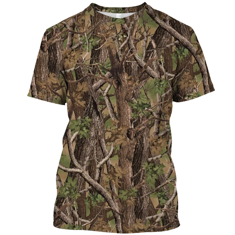 Hunting And Camping In Jungle - Летние камуфляжные футболки с изображением джунглей,